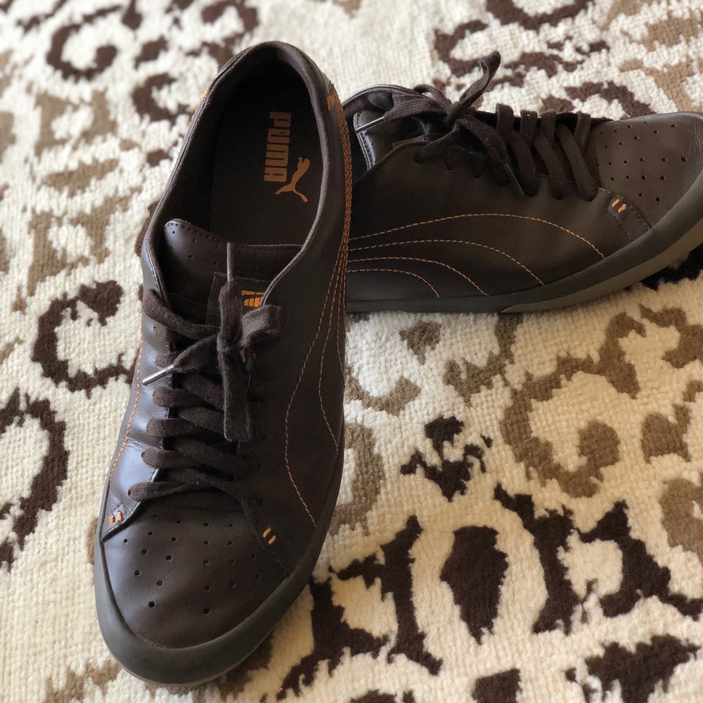 Men’s Brown leather Puma tennis shoes